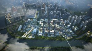 Zaha Hadid Architects is reconstructing the Huanggang Port Area in Shenzhen, China, to become an important node of the Guangzhou-Shenzhen Science and Technology Corridor. Rendering courtesy Atchain