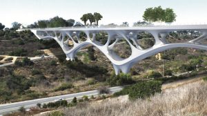 This pedestrian bridge concept by Hunter Ruthrauff of T.Y. Lin International Group was awarded the 2021 Forge Prize by the American Institute of Steel Construction (AISC). 