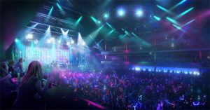 Office for Metropolitan Architecture (OMA) and Live Nation unveils plans for Houston music venue ‘the Terminal,’ with innovative new viewing experience for artists and fans. Image courtesy Live Nation