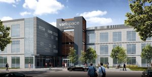 Vari and Adolfson & Peterson construction break ground on Varispace Coppell, the company’s new global headquarters in Texas. Rendering courtesy BOKA Powell