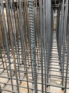 Figure 4: Localized rebar congestion in a large mat foundation over waterproofing.