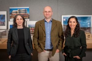 Stephanie Oestreich, AIA, CCCA, LEED AP, Nelya Sachakova, AIA, Certified Passive House Designer, and Milan Savanovic (left to right) were promoted to associate at RKTB Architects. Photo courtesy RKTB