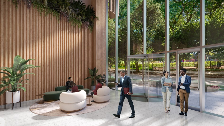 Rendering of the interior of the lobby area.