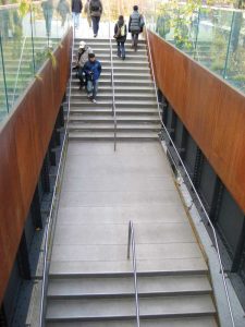 The High Line public park in New York City is sure-footed on a stairway fabricated with metal bonded with slip-resistant material.