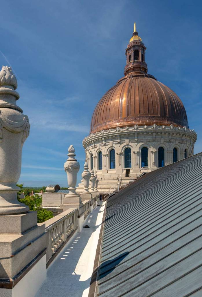 Closeup of the dome of the U.S. Naval Academy Chapel.