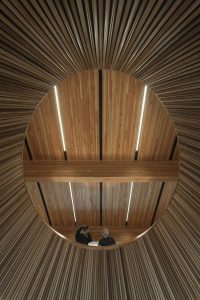 The view inside the oculus taken from the ground-level floor.