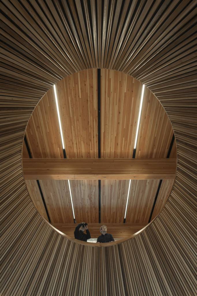 The view inside the oculus taken from the ground-level floor.