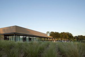 The Event Center with its exposed mass timber facade.