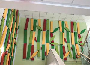 East Point Academy uses custom-shaped panels, making them the ideal decorative solution for areas needing noise control.