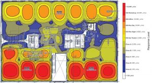 Vibration response maps are an effective tool for visualizing floor vibration performance over the entirety of the building floor. Identifying zones where levels exceed project criteria permits development of targeted mitigation strategies at specific spatial locations on the structure.