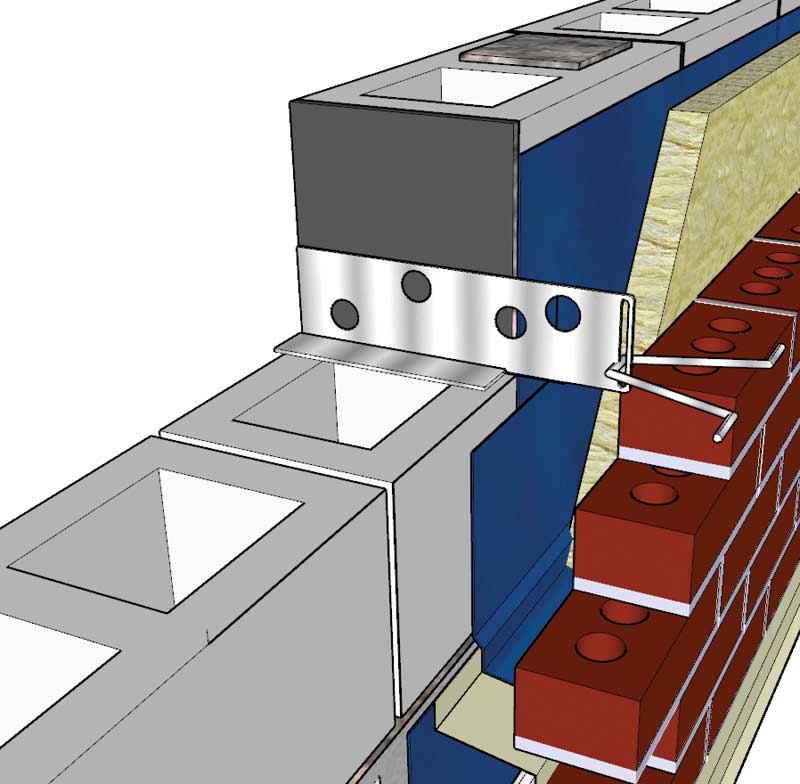 Embedded brick tie.