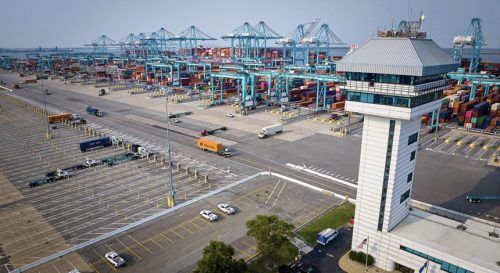 aerial view of a port