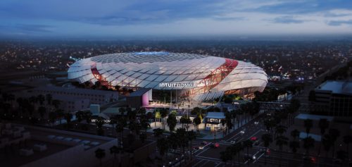 rendering of a dome-shaped stadium 