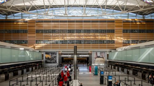 rendering of a new airport terminal