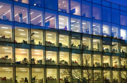 glass facade on a building